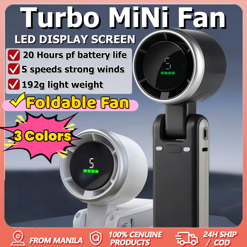 Usb Fan Silent - Handheld Fan 3-in-1 ,5-speedFoldable Digital Display