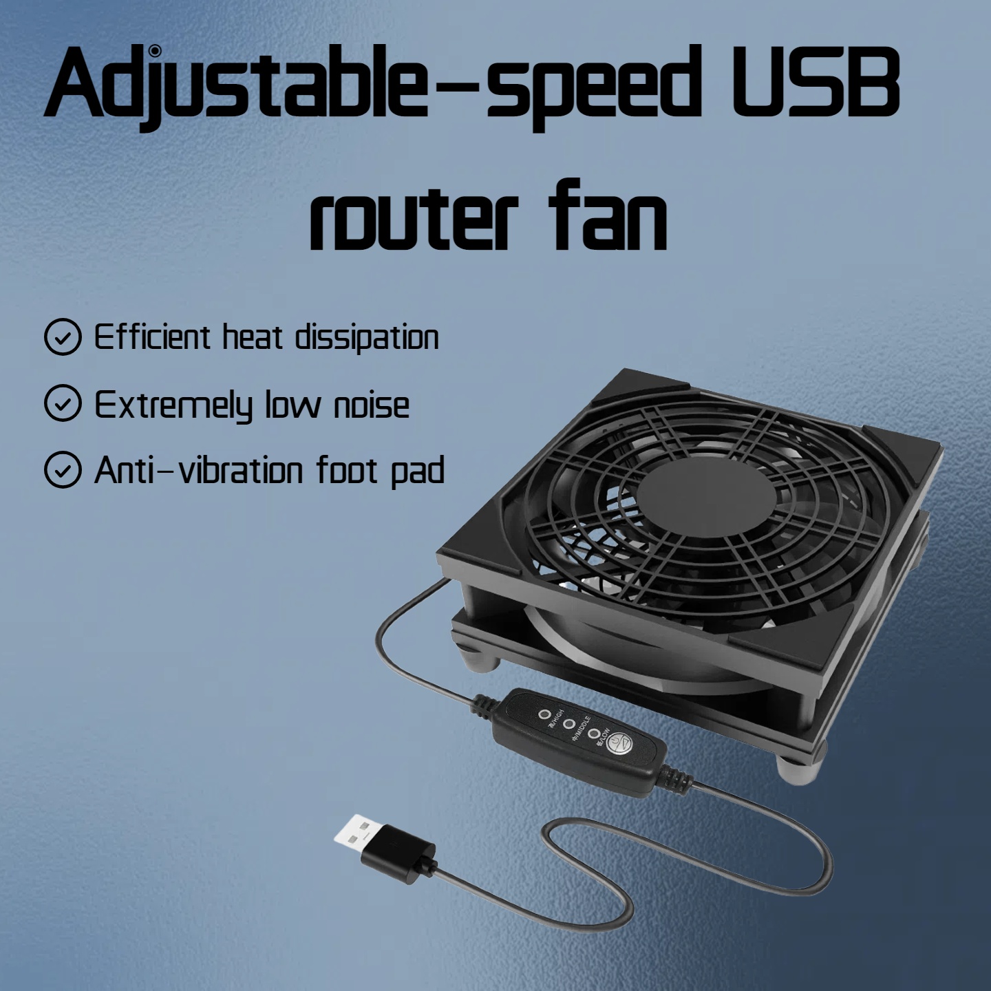 Usb Fan Silent - 3-speed adjustable fan with USB interface,