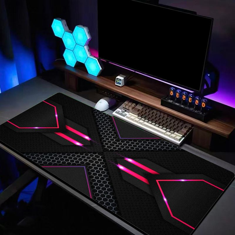Tech Accessories For Home Office - VIKAMA Hexagon Neon Gaming Mouse Pad