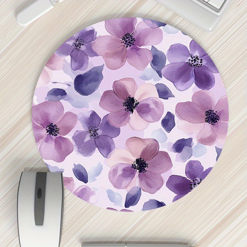 1pc Purple Floral Round Mouse  - огляд і ціна Tech Table Accessories
