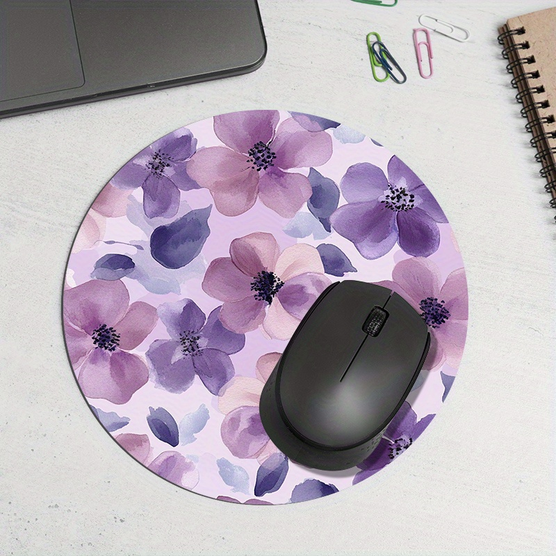 1pc Purple Floral Round Mouse  - огляд і ціна Tech Table Accessories