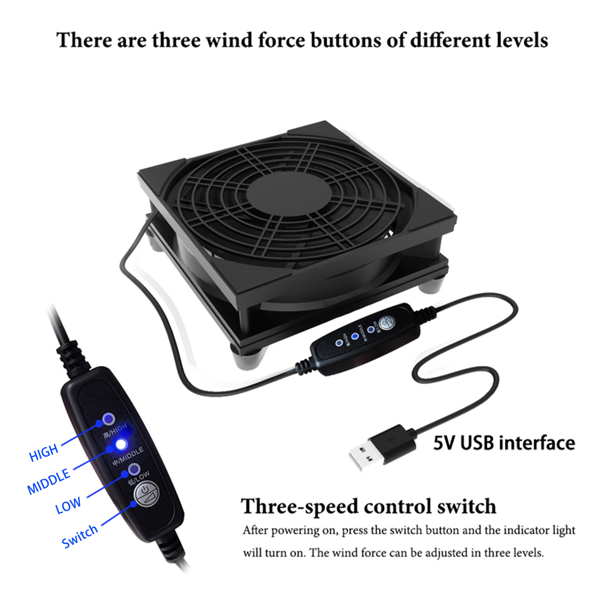 3-speed adjustable fan with US - огляд і ціна Usb Fan Silent